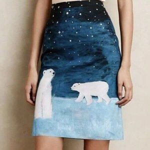 RARE! Anthro Maeve polar bear skirt, Sz 4